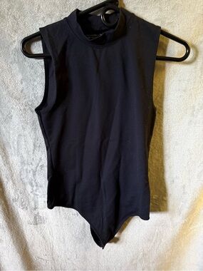 Abercrombie & Fitch Black Sleeveless Mock-Neck One-Piece Bodysuit